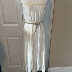 Ivory White Pleated Maxi Skirt